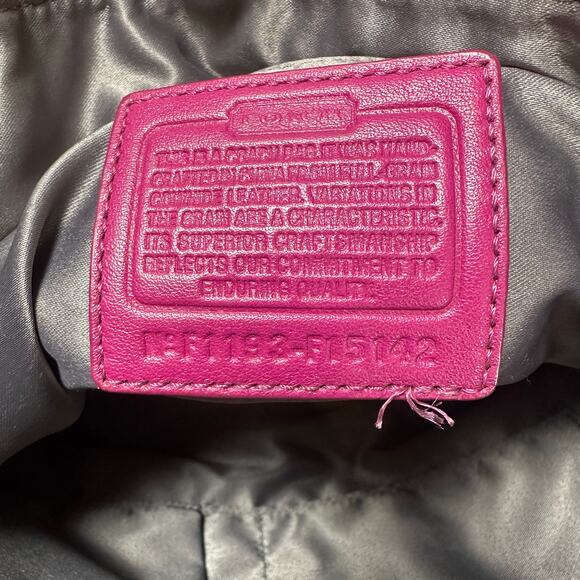 Coach Signature C Patent Leather Tote Bag Raspberry F15142 - Picture 6 of 7